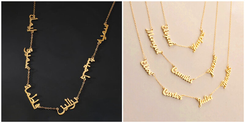 personalised 4 name necklaces suppliers custom 6 name necklaces wholesale factory bulk personalised necklace 6 names vendors